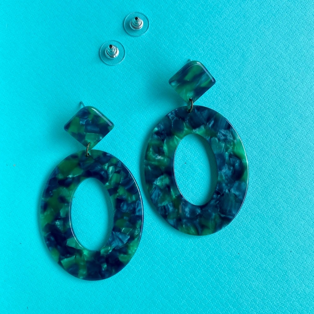 ✨ Blue and Green Acrylic Earrings